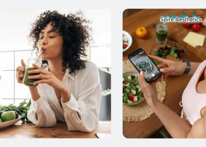 Image of woman looking into her diet and fat freezing Theale to improve her health